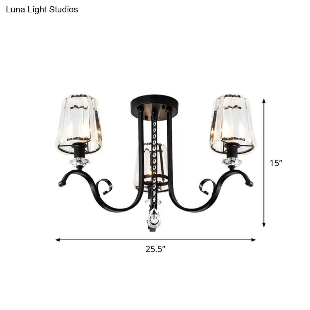 Lámpara de araña moderna negra DecorBites™ con pantallas cónicas de cristal - Kit de lámpara colgante para comedor de 3/7 luces