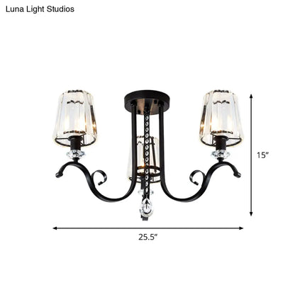 Lámpara de araña moderna negra DecorBites™ con pantallas cónicas de cristal - Kit de lámpara colgante para comedor de 3/7 luces