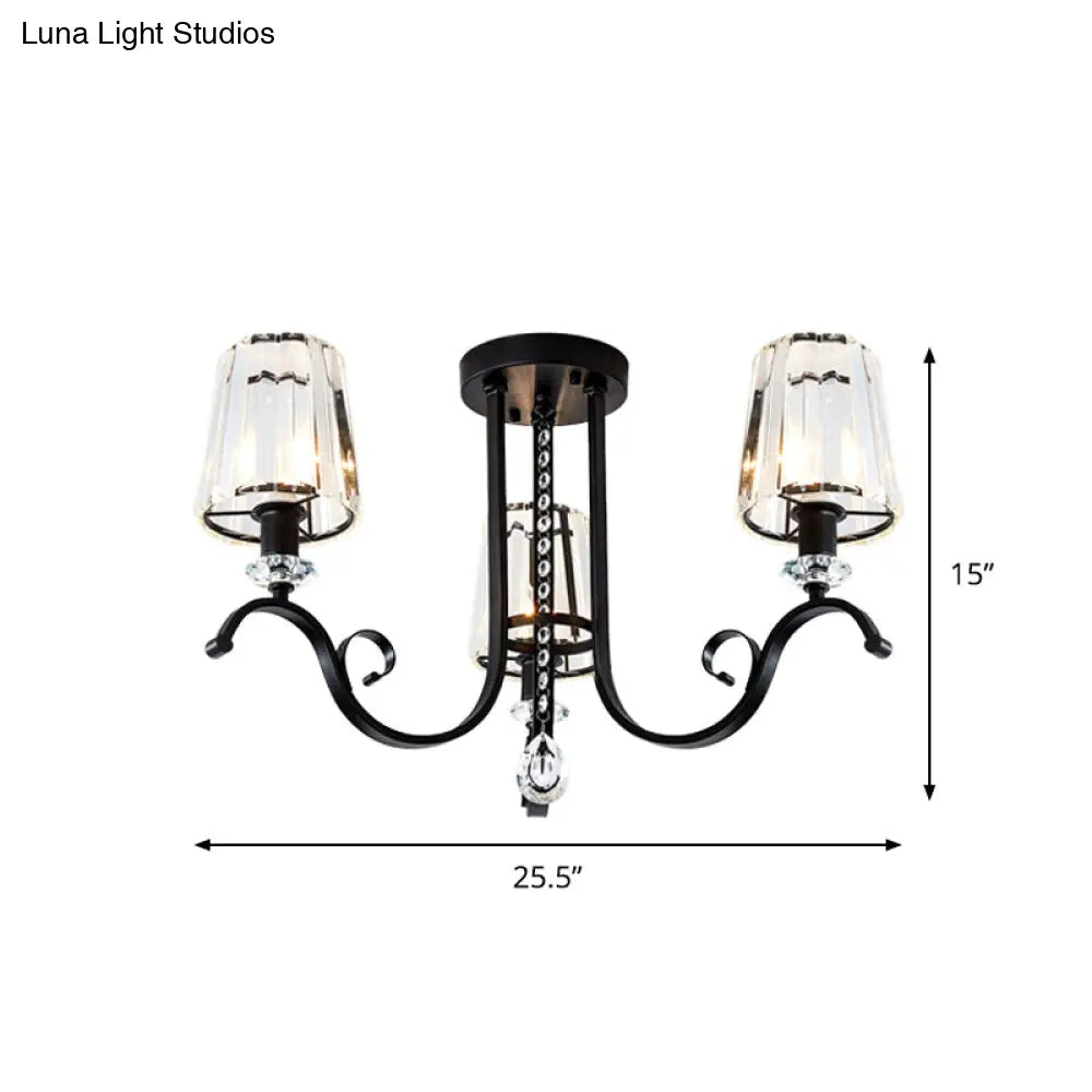 Lámpara de araña moderna negra DecorBites™ con pantallas cónicas de cristal - Kit de lámpara colgante para comedor de 3/7 luces