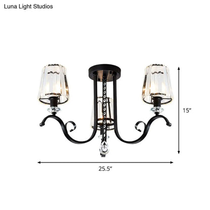 Lámpara de araña moderna negra DecorBites™ con pantallas cónicas de cristal - Kit de lámpara colgante para comedor de 3/7 luces