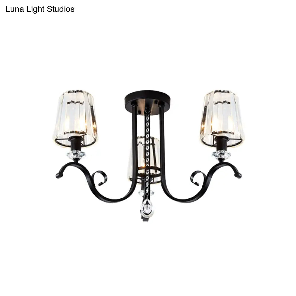 Lámpara de araña moderna negra DecorBites™ con pantallas cónicas de cristal - Kit de lámpara colgante para comedor de 3/7 luces