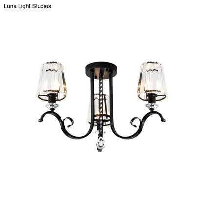 Lámpara de araña moderna negra DecorBites™ con pantallas cónicas de cristal - Kit de lámpara colgante para comedor de 3/7 luces