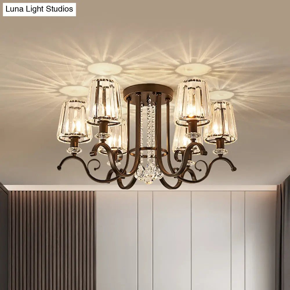 Lámpara de araña moderna negra DecorBites™ con pantallas cónicas de cristal - Kit de lámpara colgante para comedor de 3/7 luces