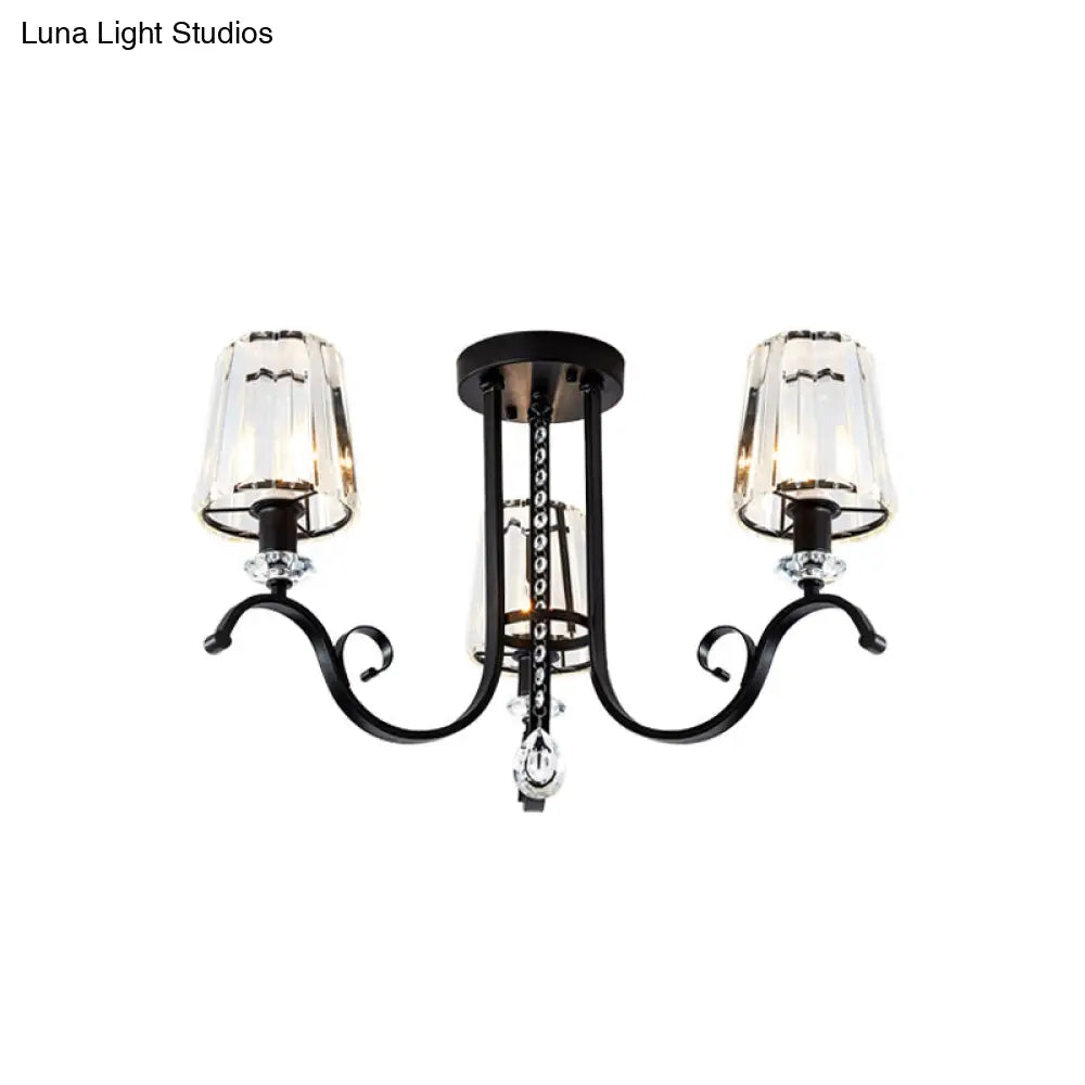 Lámpara de araña moderna negra DecorBites™ con pantallas cónicas de cristal - Kit de lámpara colgante para comedor de 3/7 luces