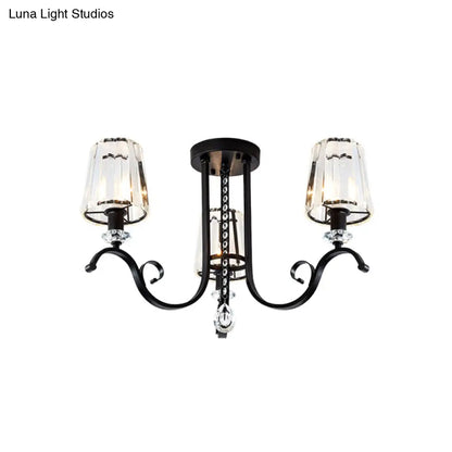 Lámpara de araña moderna negra DecorBites™ con pantallas cónicas de cristal - Kit de lámpara colgante para comedor de 3/7 luces