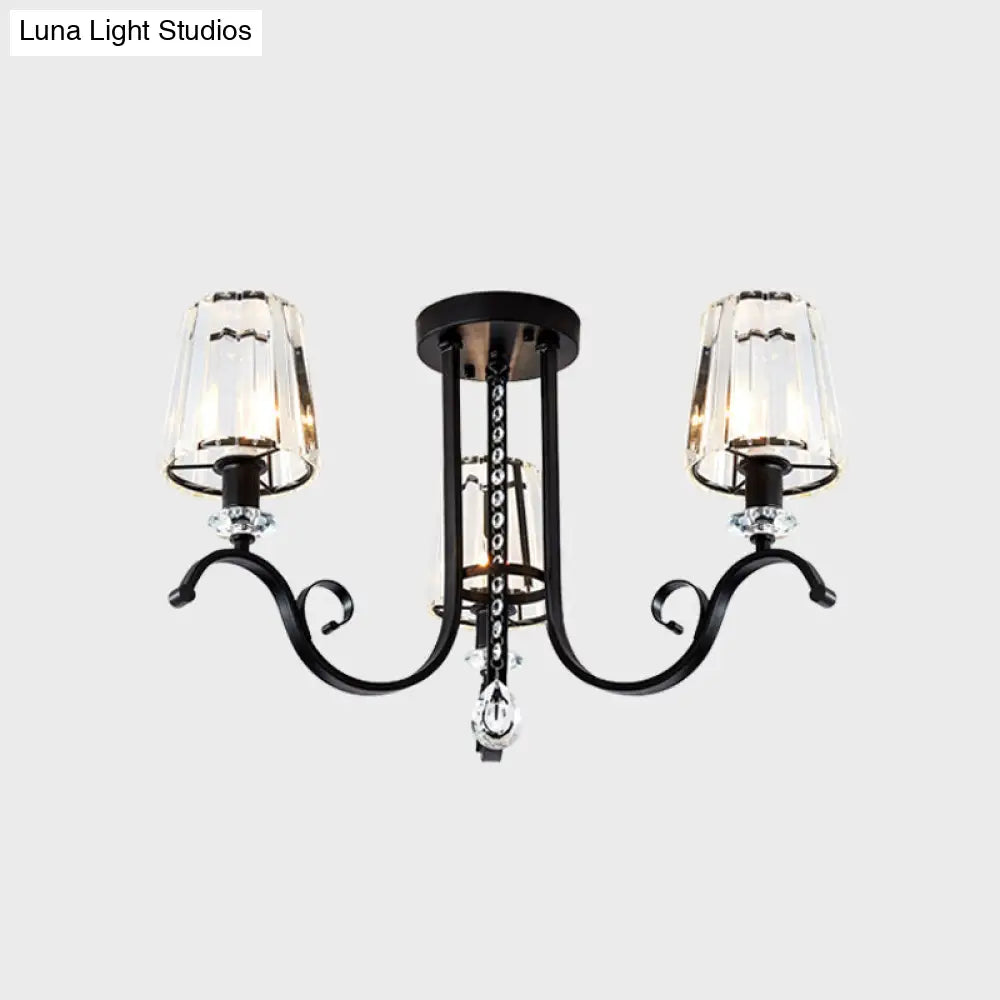 Lámpara de araña moderna negra DecorBites™ con pantallas cónicas de cristal - Kit de lámpara colgante para comedor de 3/7 luces