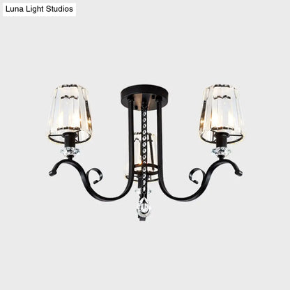 Lámpara de araña moderna negra DecorBites™ con pantallas cónicas de cristal - Kit de lámpara colgante para comedor de 3/7 luces