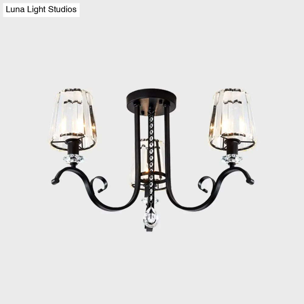 Lámpara de araña moderna negra DecorBites™ con pantallas cónicas de cristal - Kit de lámpara colgante para comedor de 3/7 luces