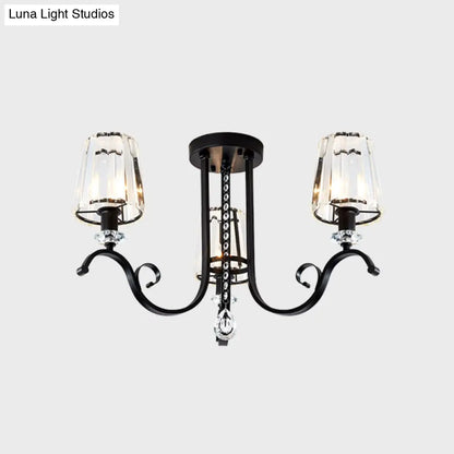 Lámpara de araña moderna negra DecorBites™ con pantallas cónicas de cristal - Kit de lámpara colgante para comedor de 3/7 luces