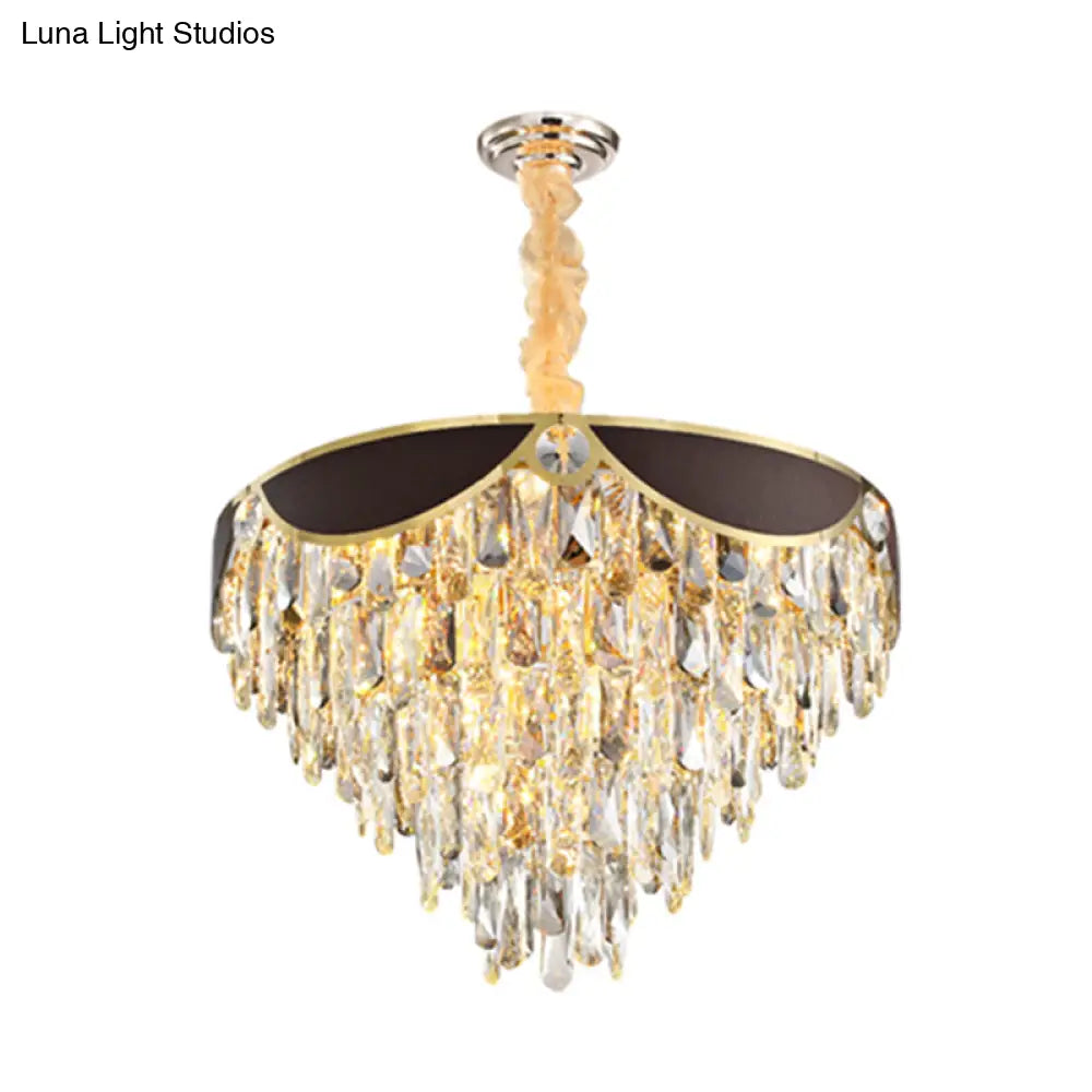 Modern Black Chandelier with Crystal Shades - 6-Head Dining Room Pendant Light Kit