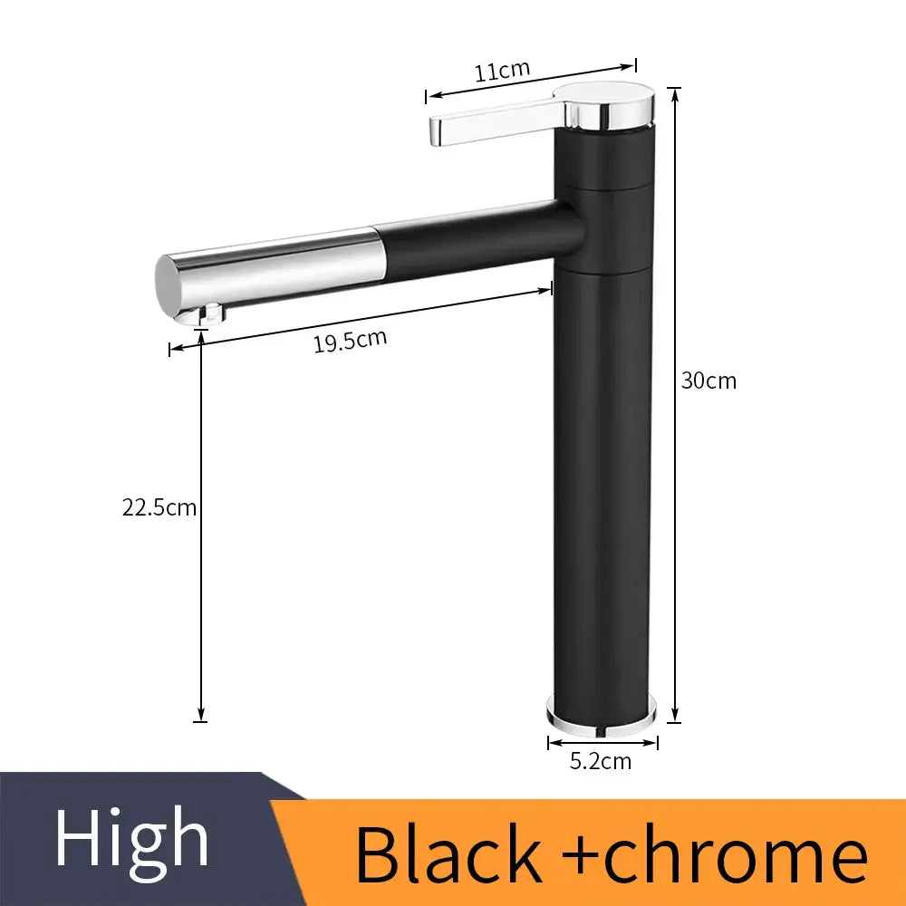 Modern black and chrome brass bathroom faucet with swivel spout for vanity tap by decorbites brass bathroom