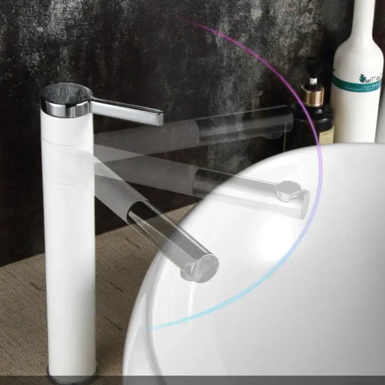 Modern black and chrome brass bathroom faucet with a sleek white ceramic body for elegant decorbites brass bathroom decor