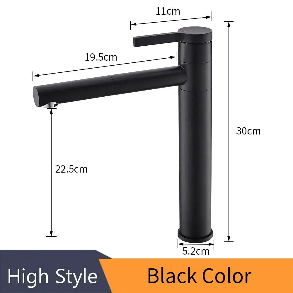 Modern black and chrome brass bathroom faucet with swivel spout and sleek matte finish by decorbites brass bathroom