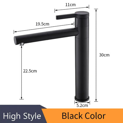 Modern black and chrome brass bathroom faucet with swivel spout and sleek matte finish by decorbites brass bathroom