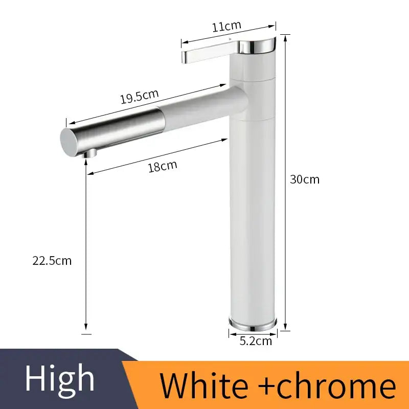Modern black and chrome decorbites brass bathroom faucet with swivel spout and sleek high-rise design
