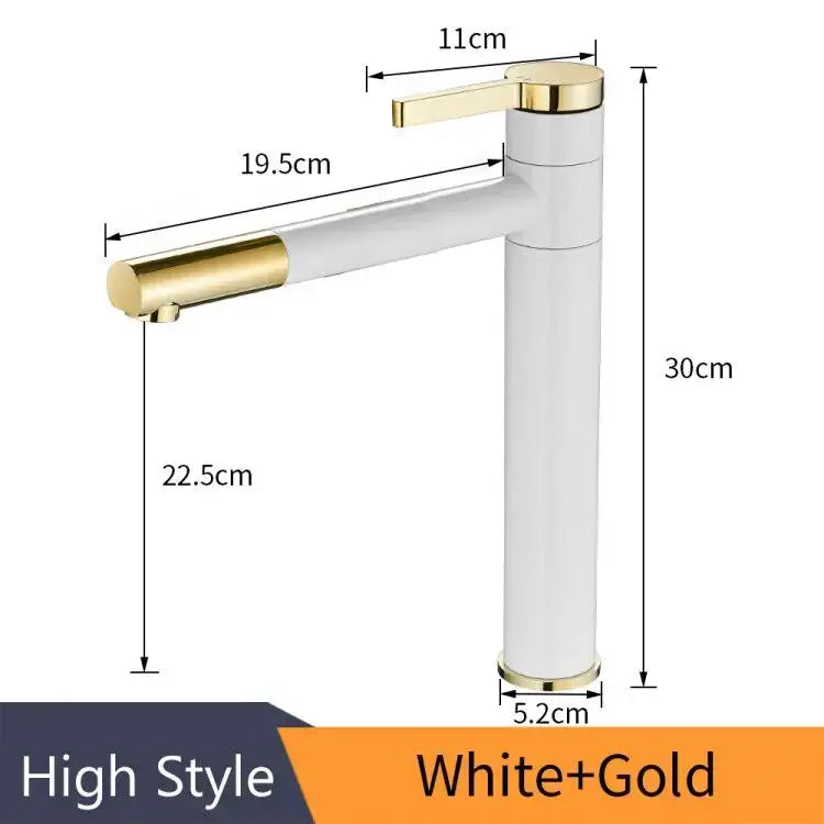 Modern black and chrome brass bathroom faucet with white and gold swivel spout for decorbites brass bathroom decor