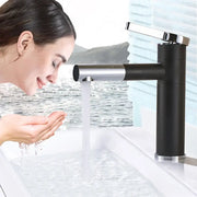 Modern black and chrome brass bathroom faucet with sleek cylindrical design for bathroom faucet vessel use