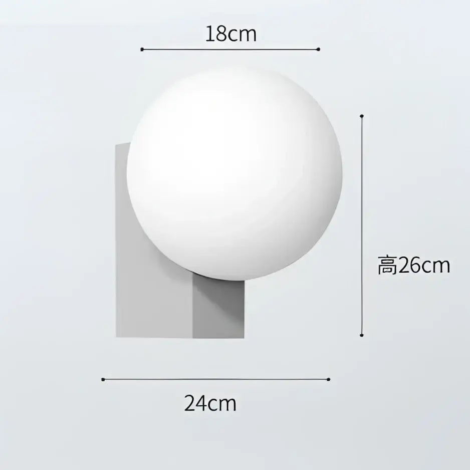 Modern black and chrome decorbites glass ball wall sconce with white matte spherical lamp for bedroom lighting