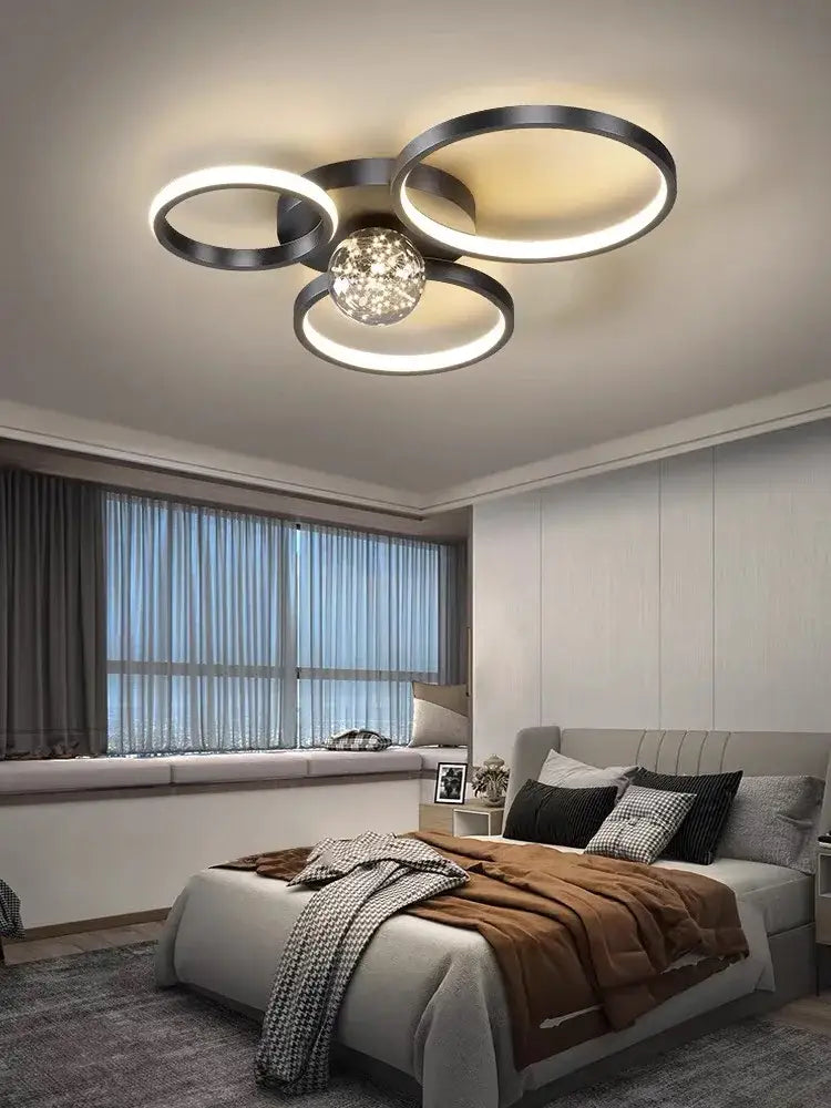 Modern black and chrome gypsophila chandelier with a central crystal globe for living room decorbites gypsophila chandelier