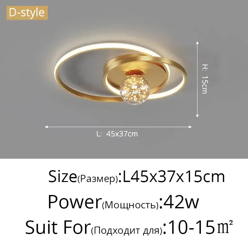 Modern black and chrome decorbites gypsophila chandelier with gold-toned concentric rings and central crystal globe light