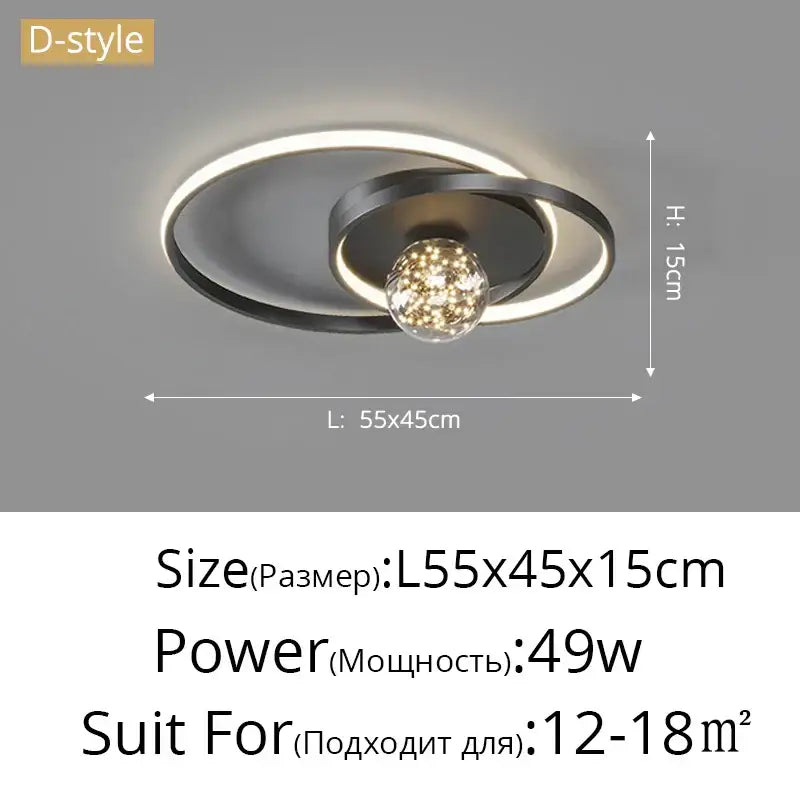 Modern black and chrome decorbites gypsophila chandelier with a central crystal globe for living room LED light decor