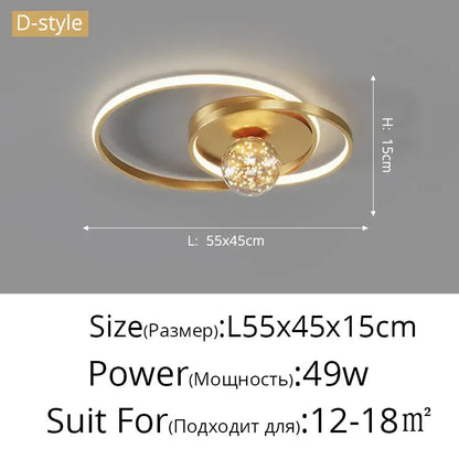 Gold-toned modern decorbites gypsophila chandelier with two concentric rings and central crystal ball for living room decor