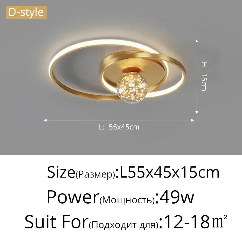 Gold-toned modern decorbites gypsophila chandelier with two concentric rings and central crystal ball for living room decor