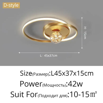 Modern black and chrome decorbites gypsophila chandelier with gold-toned circular rings and central crystal globe for living room lighting