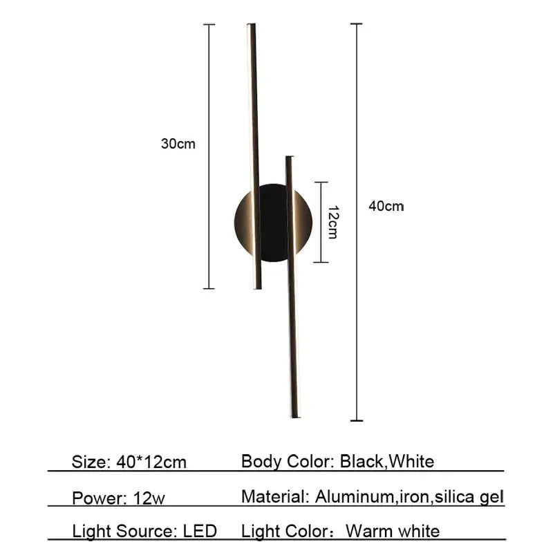 Modern black and chrome led strip wall light with sleek black and white aluminum iron and silica gel design for stylish decorbites led strip