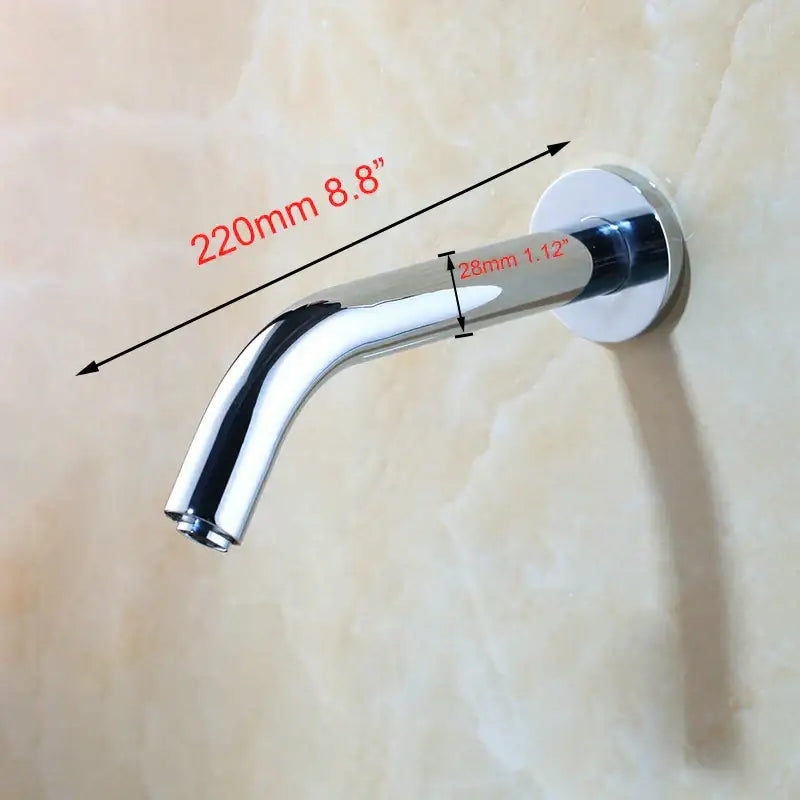 Modern black chrome sensor bathroom sink faucet wall mount with chrome finished curved spout and circular base decorbites black chrome