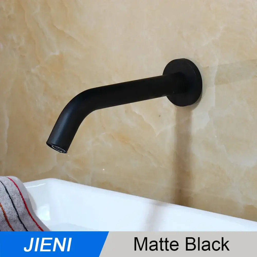 Matte black wall-mounted faucet with sleek modern design for chrome sensor bathroom by decorbites black chrome
