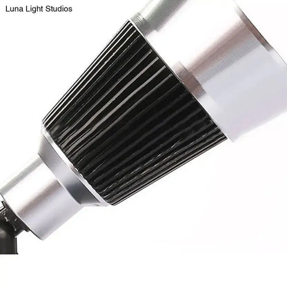 Black and silver smd light bulb with ribbed heat sink design for modern black chrome wall light rotatable bedroom sconce