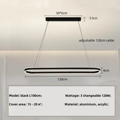 Modern black decorbites circle pendant chandelier with sleek LED light and adjustable 120cm cable for living room decor