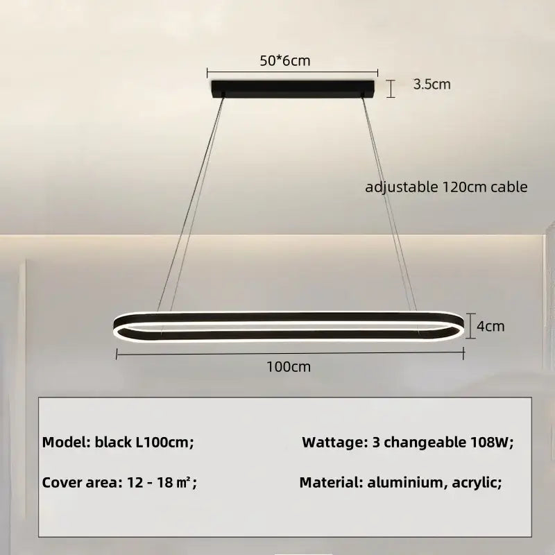 Modern black circle pendant chandelier with sleek aluminum and acrylic design, perfect for living room decorbites circle pendant