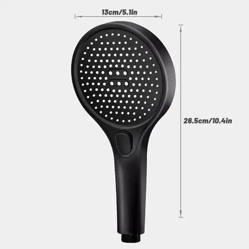 Black matte decorbites circular high pressure shower head with three modes and integrated control button for bathroom use