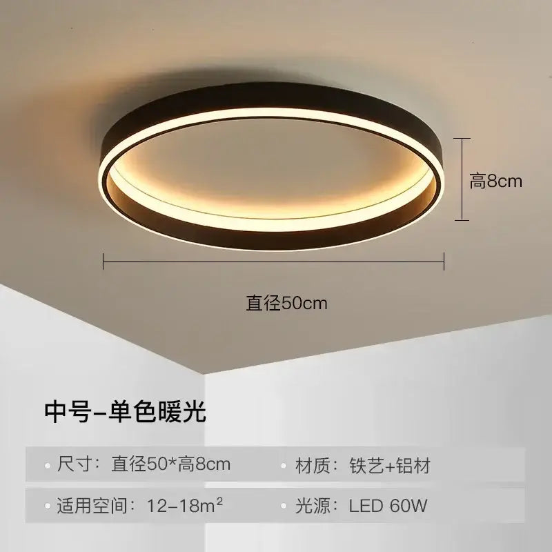 Modern black circular led ceiling light with warm glow made of iron and aluminum for living room decorbites circular led lighting