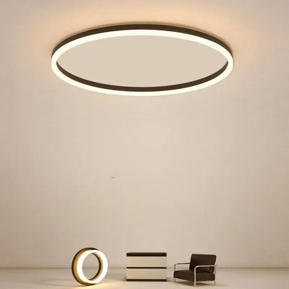 Modern black circular led ceiling light with sleek frame and warm white illumination for living room decorbites circular led ceiling lights
