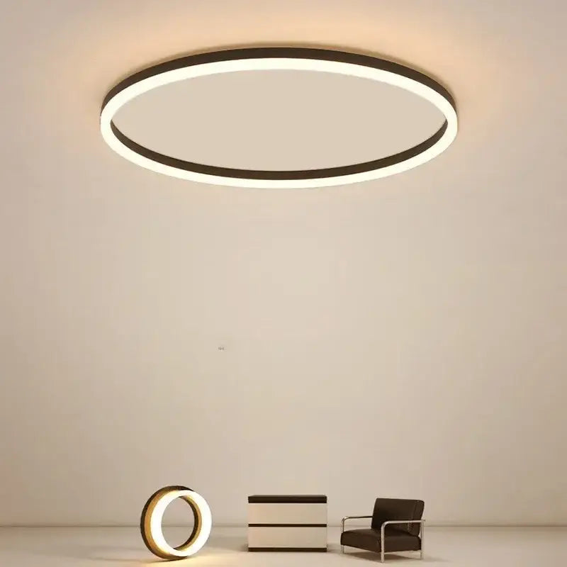 Modern black circular led ceiling light with sleek frame and warm white illumination for living room decorbites circular led ceiling lights