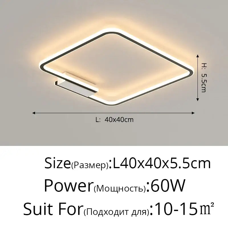Modern black rectangular led ceiling lamp with sleek frame and warm white light for decorbites indoor ceiling use