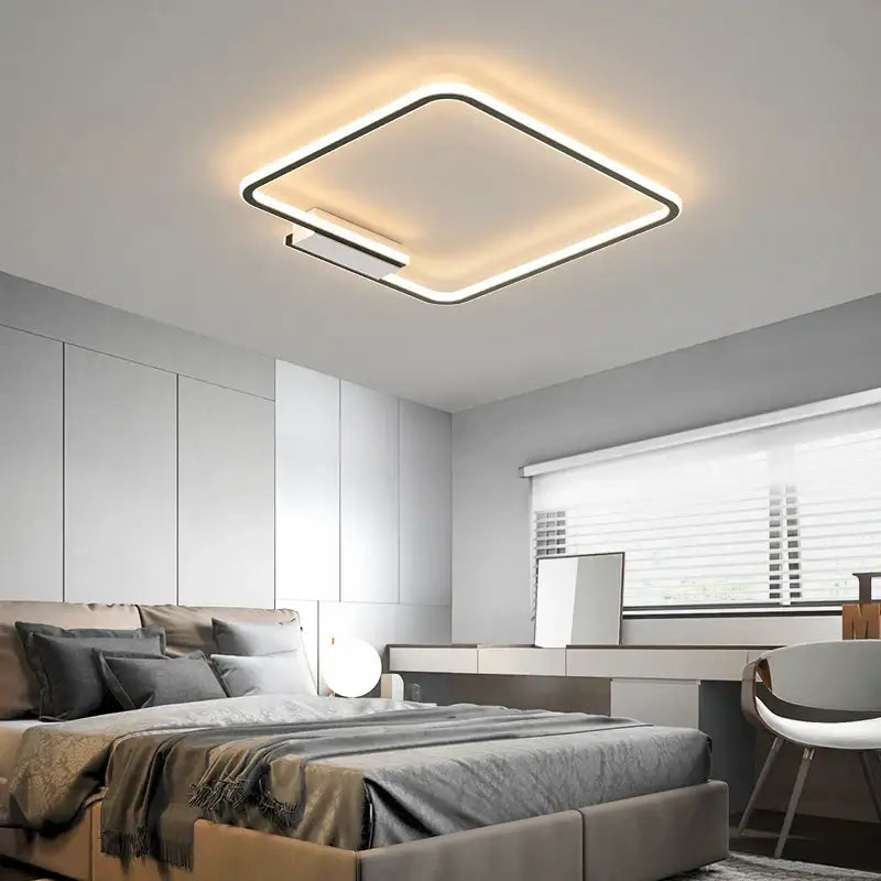Modern black circular led indoor ceiling lamp with sleek frame and warm white illumination for living room decorbites indoor ceiling