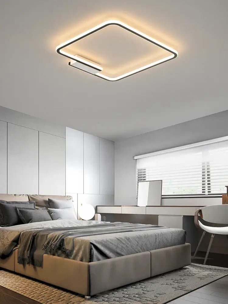 Modern black circular led indoor ceiling lamp with sleek frame and warm white illumination for living room decorbites indoor ceiling lamp