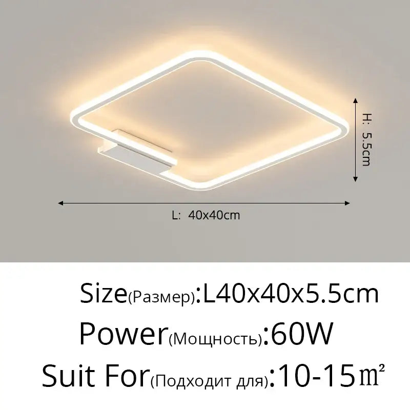 Modern black circular led indoor ceiling lamp with sleek white rectangular frame and glowing edges for decorbites ceiling lamp