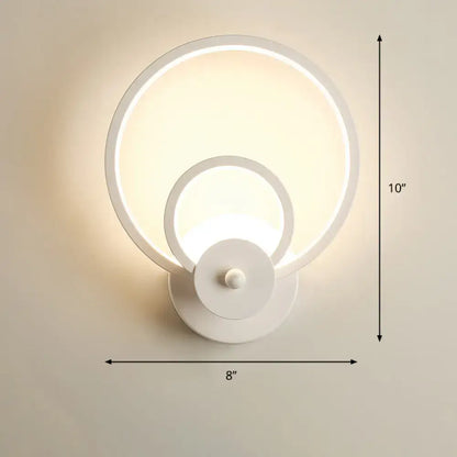 Modern black circular led light fixture with two concentric white rings minimalist wall sconce with remote control
