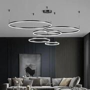 Modern black circular led pendant lights with glowing white rings from DecorBites led pendant for living spaces