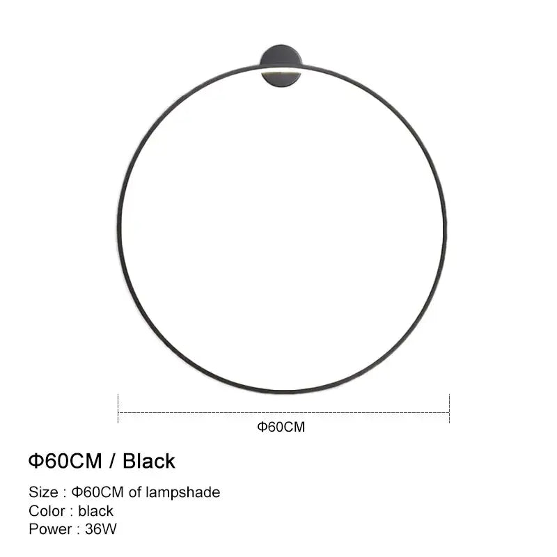 Modern black circular led wall lights with sleek minimalist design and 60cm diameter for bedroom decorbites wall lights