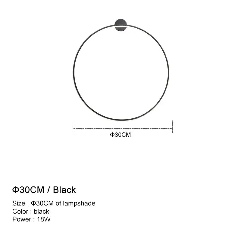 Modern black circular led wall lights with a 30cm lampshade diameter for warm bedroom lighting decorbites led wall lights