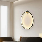 Modern black circular led wall lights with sleek frame and warm diffused lighting for bedroom decorbites led wall use