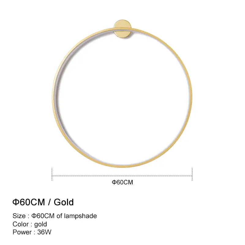 Gold circular lampshade wall lights with 60cm diameter for modern bedroom warm lighting by decorbites led wall lights