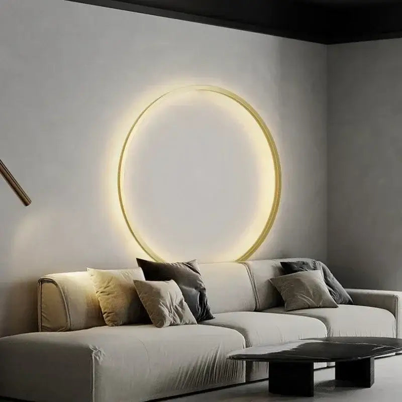 Gold circular wall lamp with soft glowing ring modern decorbites circular wall lamp for warm living room light