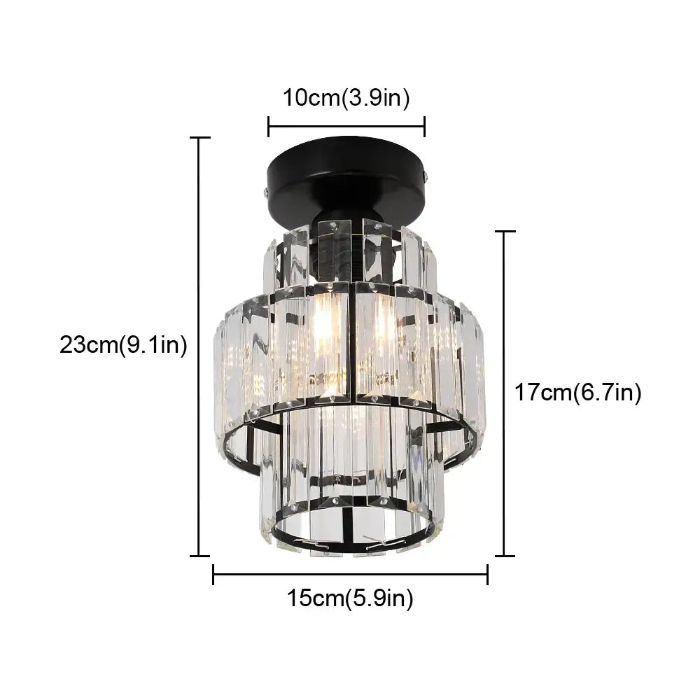 Modern black ceiling-mounted chandelier with tiered clear crystal glass shades decorbites crystal led ceiling light